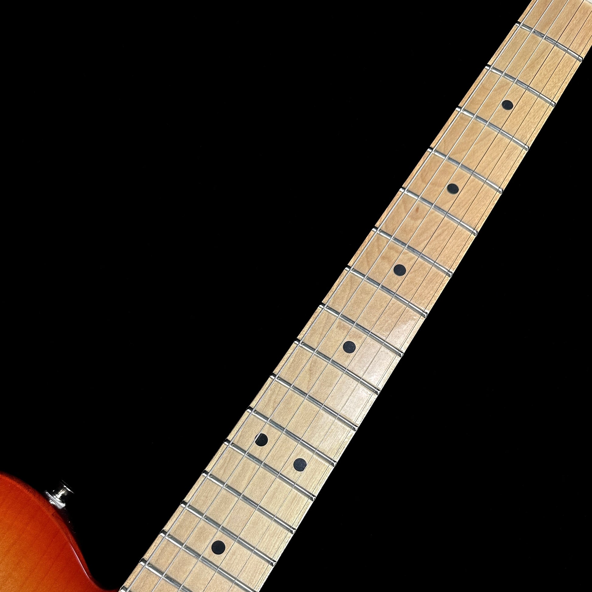 Fretboard of Used Fender Player Telecaster Plus Top Sienna Sunburst.