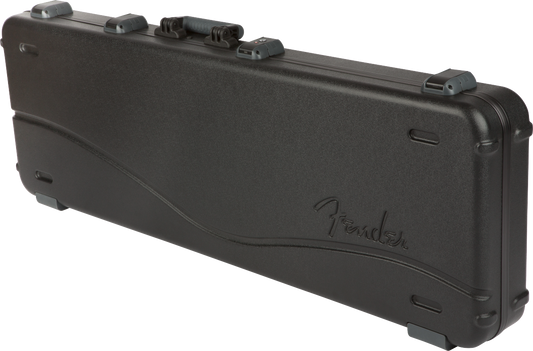 Front right angle of Fender Deluxe Molded Bass Case Black.
