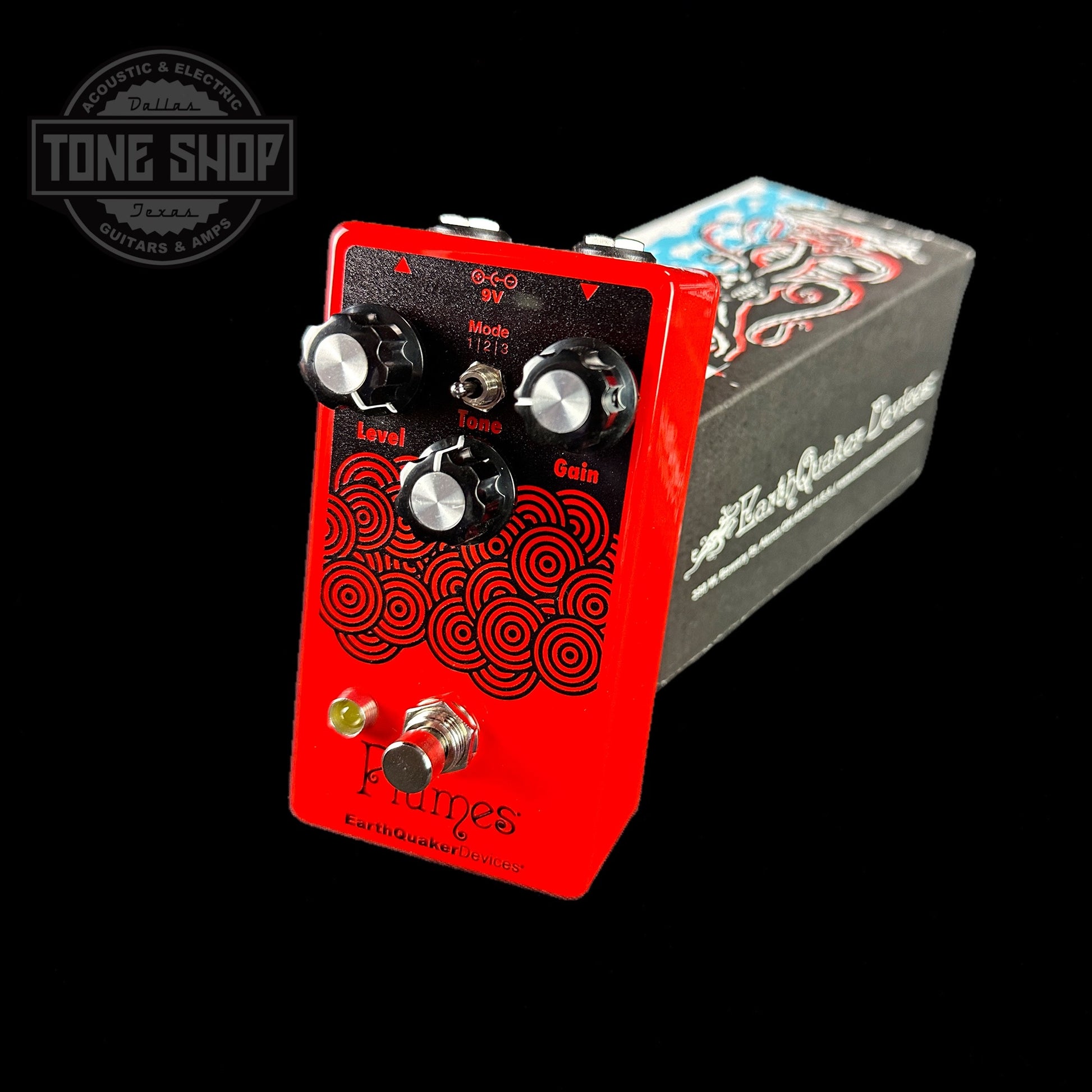 EarthQuaker Devices Plumes Tone Shop Custom Candy Apple Red with box.