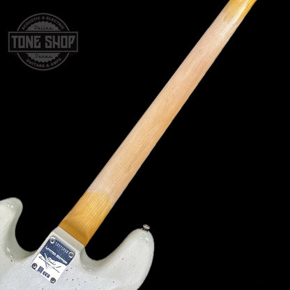 Back of neck of Used Fender Custom Shop LTD '60s Jazz Bass Olympic White Relic Aged.