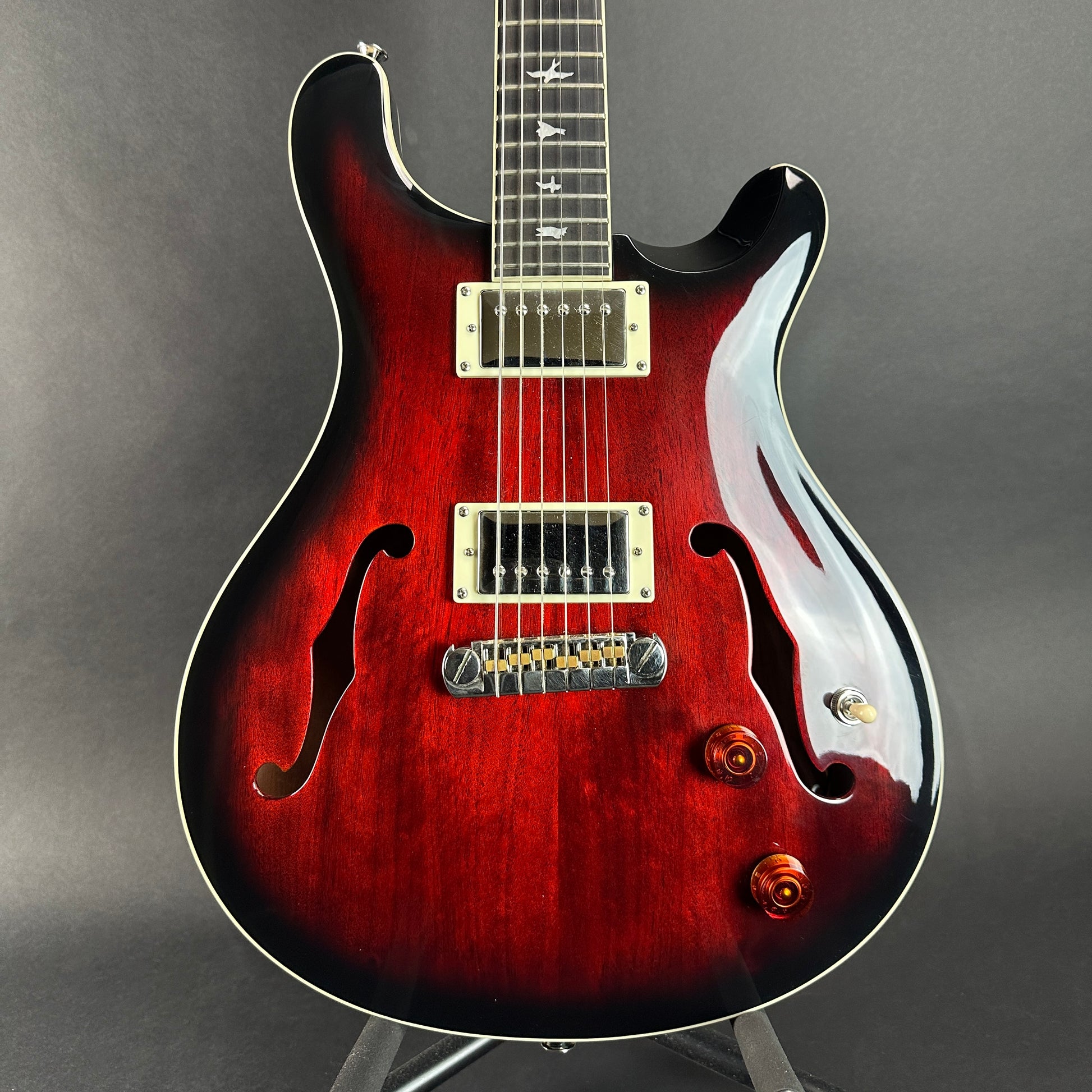 Front of body of Used PRS SE Hollowbody Burst.