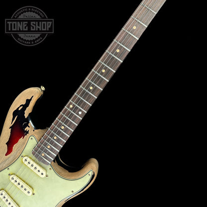 Fretboard of Fender Rory Gallagher Signature Stratocaster Relic Rosewood Fingerboard 3-Color Sunburst.