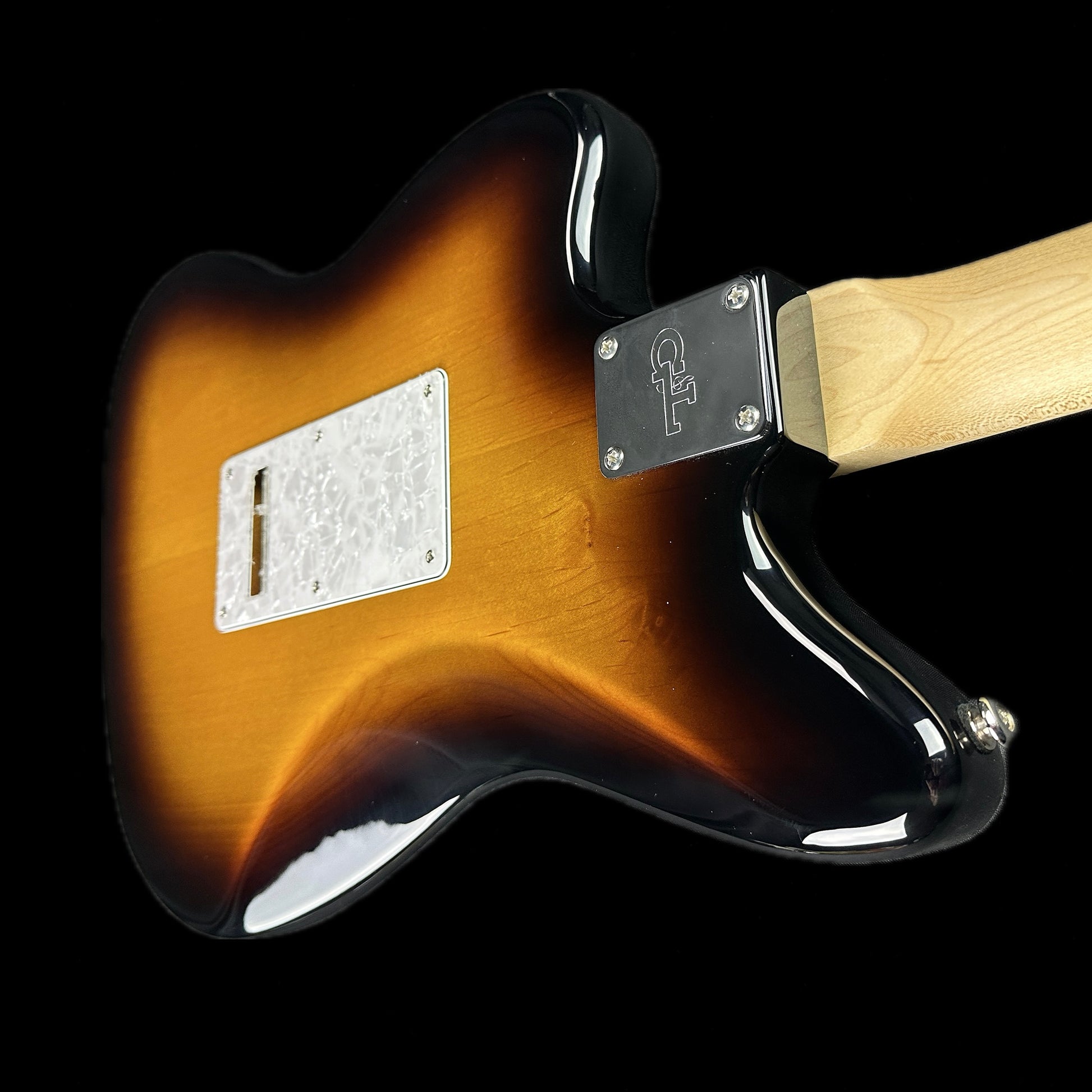 Back angle of G&L USA Doheny Tobacco Sunburst.
