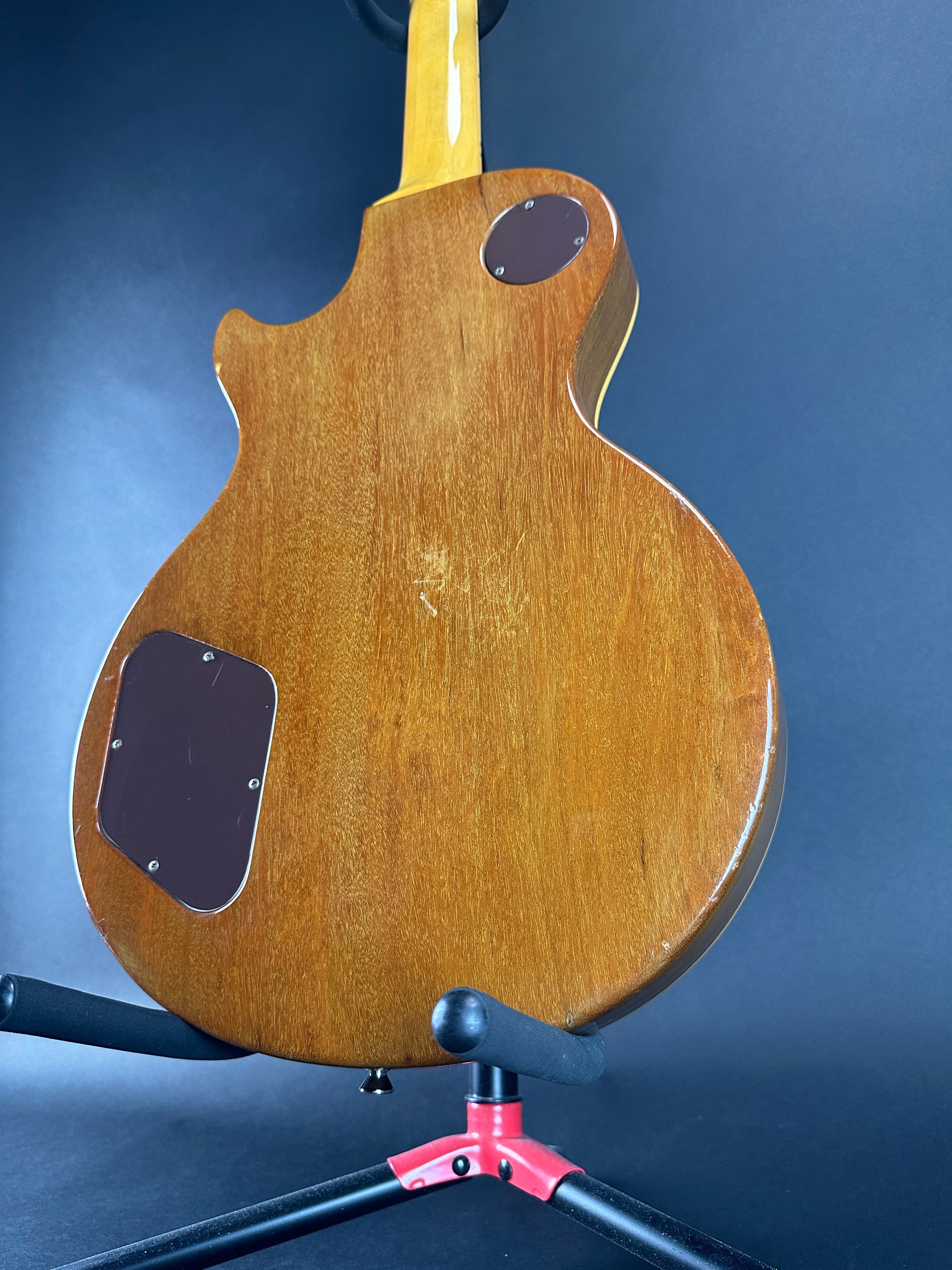 Back angle of Vintage 1977 Gibson Les Paul Deluxe Natural.