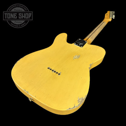 Back angle of Fender Custom Shop 2023 Collection Ltd Nocaster Thinline Relic Aged Nocaster Blonde.