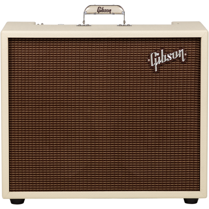 Front of Gibson Dual Falcon 20 2x10 Combo Cream Bronco Oxblood grille.