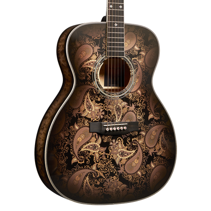 Front of Martin Custom Shop M Paisley Ember Burst.