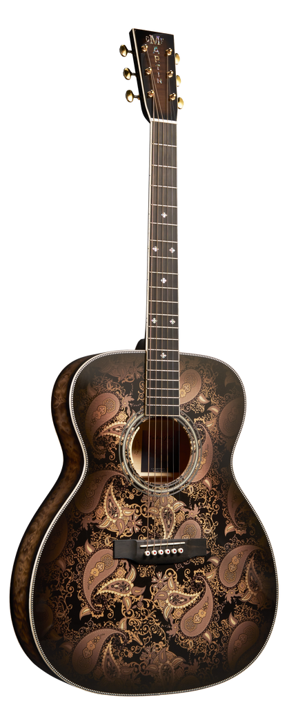Full frontal of Martin Custom Shop M Paisley Ember Burst.