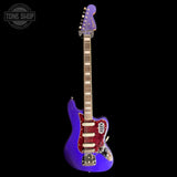 Full frontal of Used 2024 Squier Bass VI FSR Purple TSS7704.