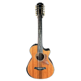 Acoustic guitar with 12 strings on a white background