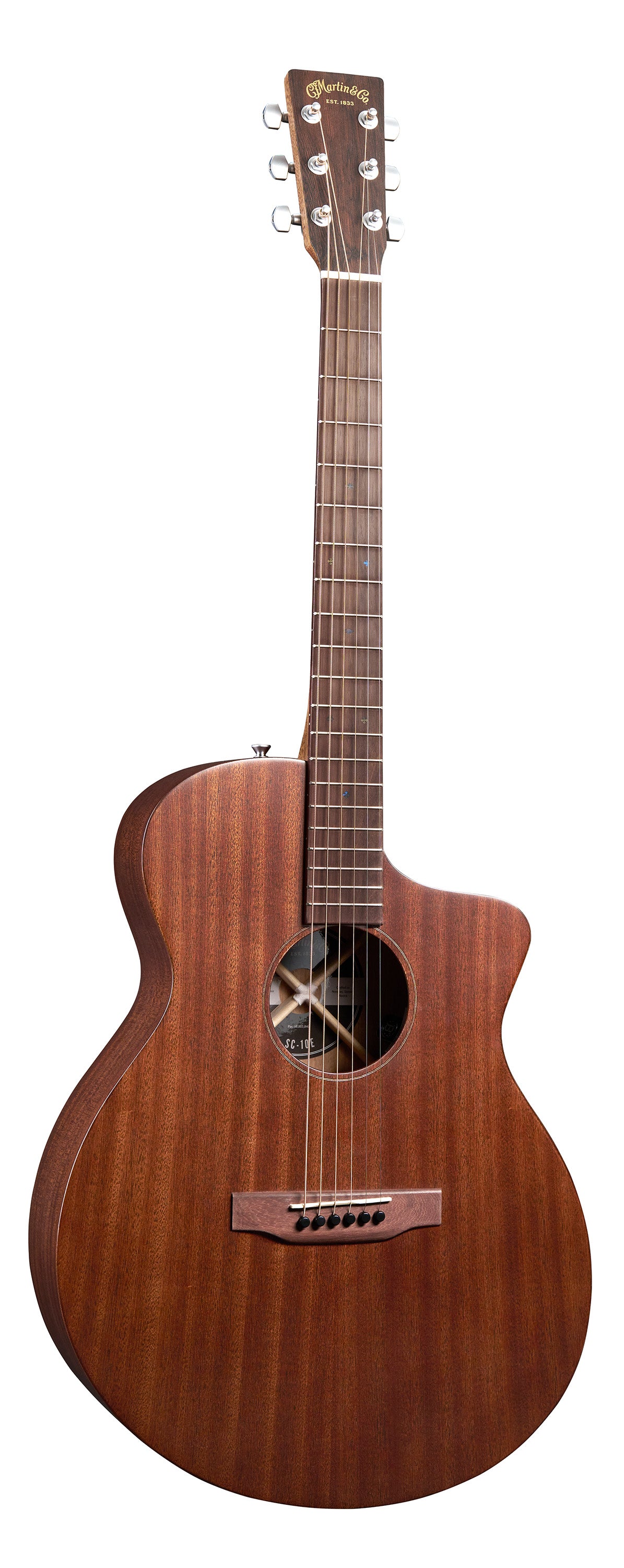 Full frontal of Martin SC-10E Modern Sapele.