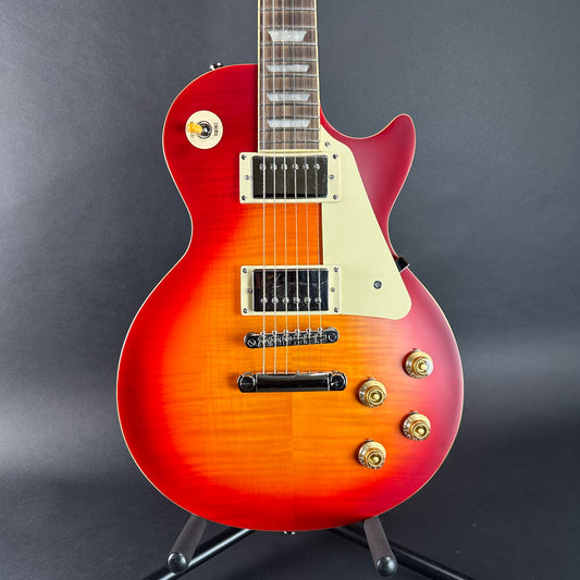 Front of Used Epiphone Limited 1959 Les Paul Standard Aged Dark Cherry Burst.
