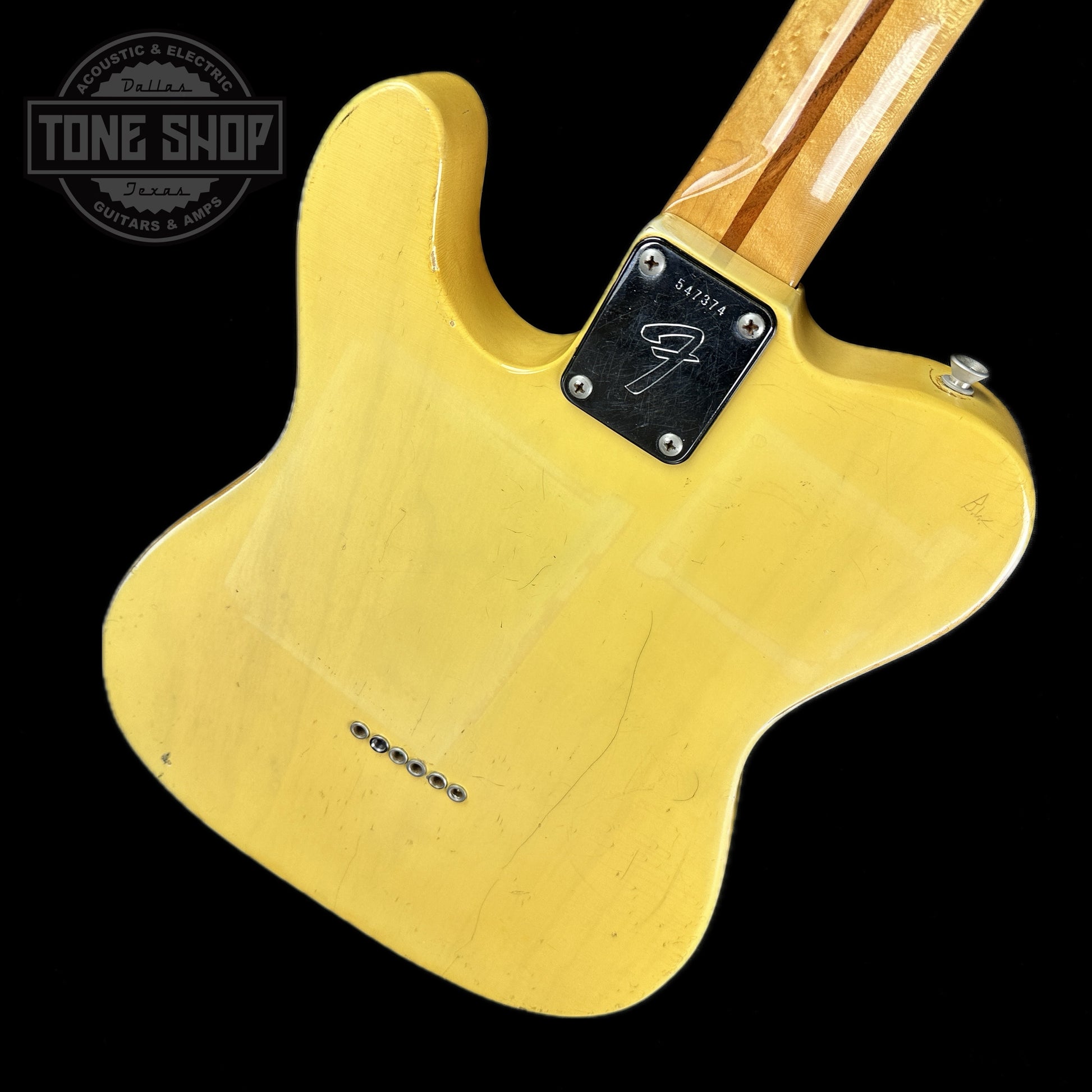 Back angle of Vintage 1974 Fender Telecaster.