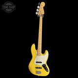 Full frontal of Used Fender Player II Jazz Bass Hialeah Yellow.