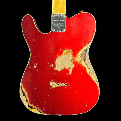 Back of body of Fender Custom Shop Limited Edition '60 Tele Custom Heavy Relic Aged Candy Apple Red/ 3-color Sunburst.