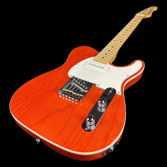 Front angle of G&L USA ASAT Classic MP Clear Orange.