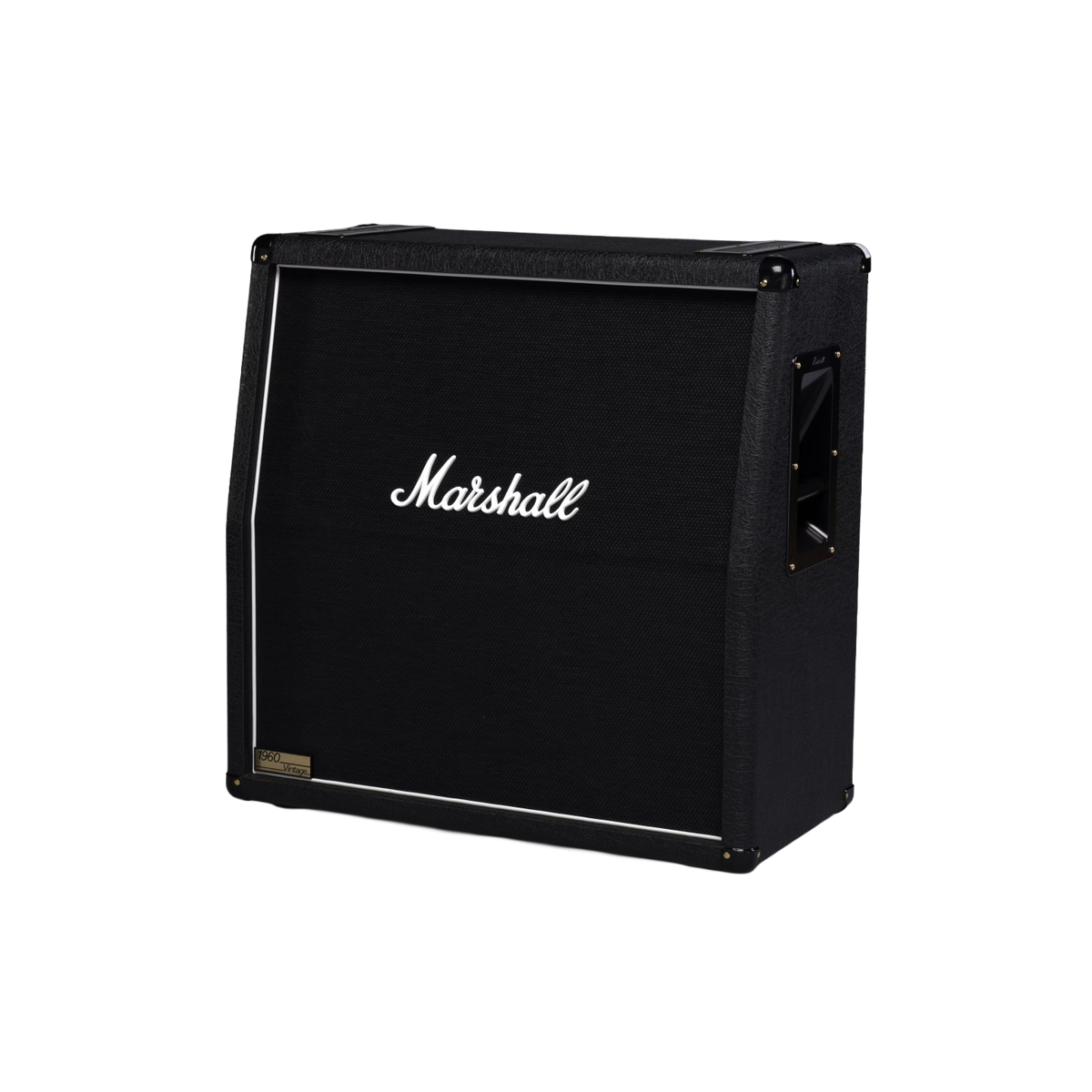 Front right angle of Marshall 1960AV 280W 4x12" Switchable Mono / Stereo Angled Cabinet.
