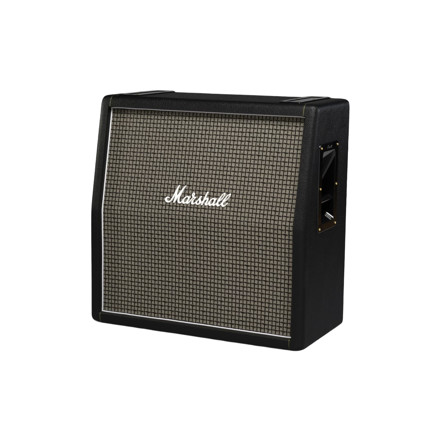Front right angle of Marshall 1960AX 4x12" 100W Classic Angled Cabinet with G12-25 Greenback speakers.