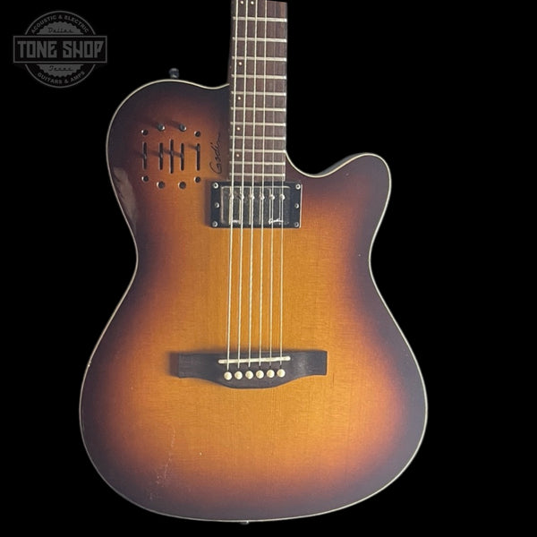 Front of Used Godin A6 Ultra Sunburst.