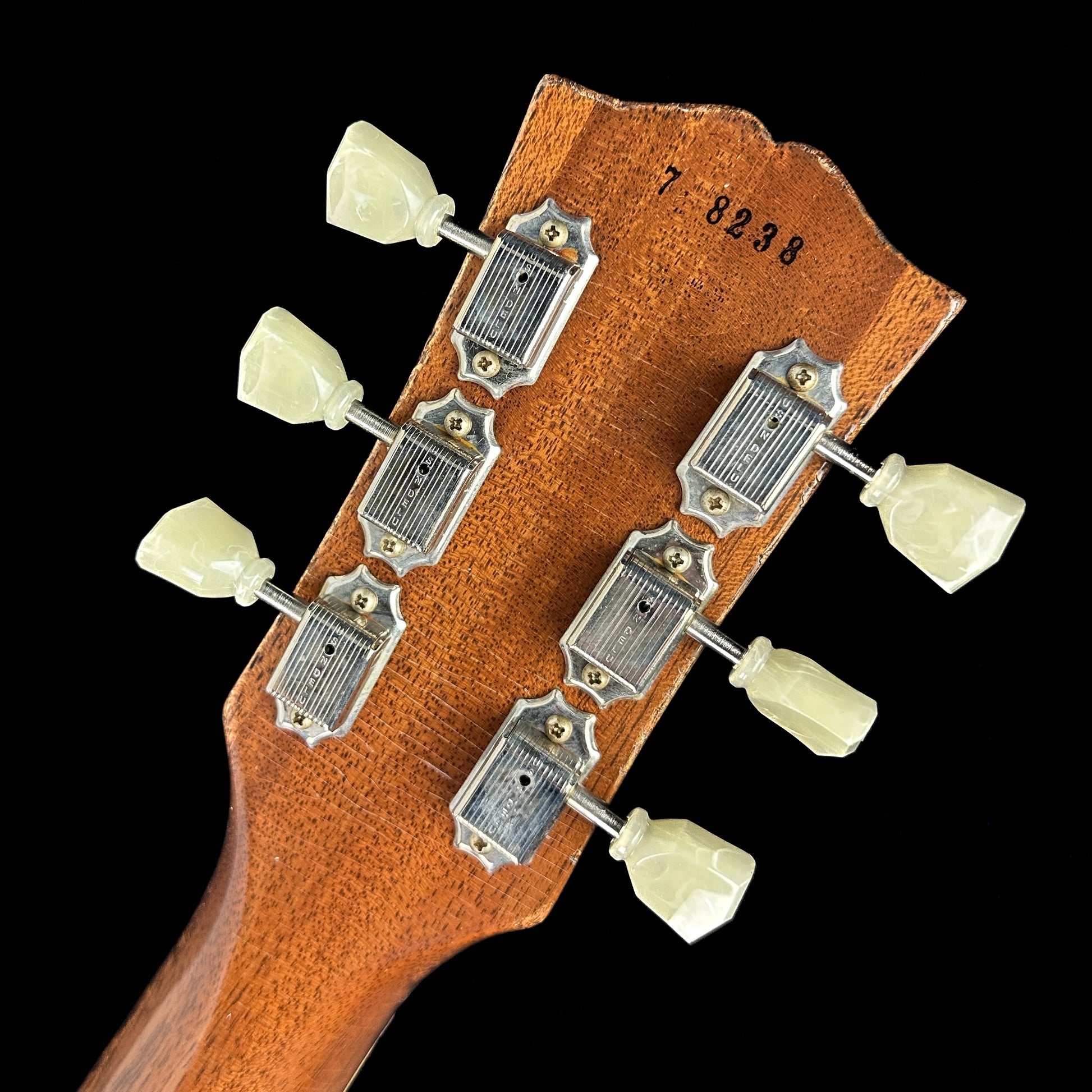 Back of headstock of Used 2018 Gibson 1957 Goldtop Historic Reissue Aged.