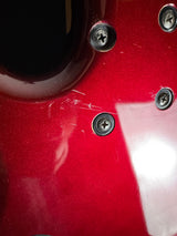 Damage/wear on of Used 2004 ESP LTD B-105 5-String Bass Metallic Red.