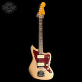 Full frontal of Used 2025 Fender American Classic Jazzmaster Shoreline Gold.