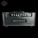 Front of Matchless Chieftain 40w Head w/reverb Black.