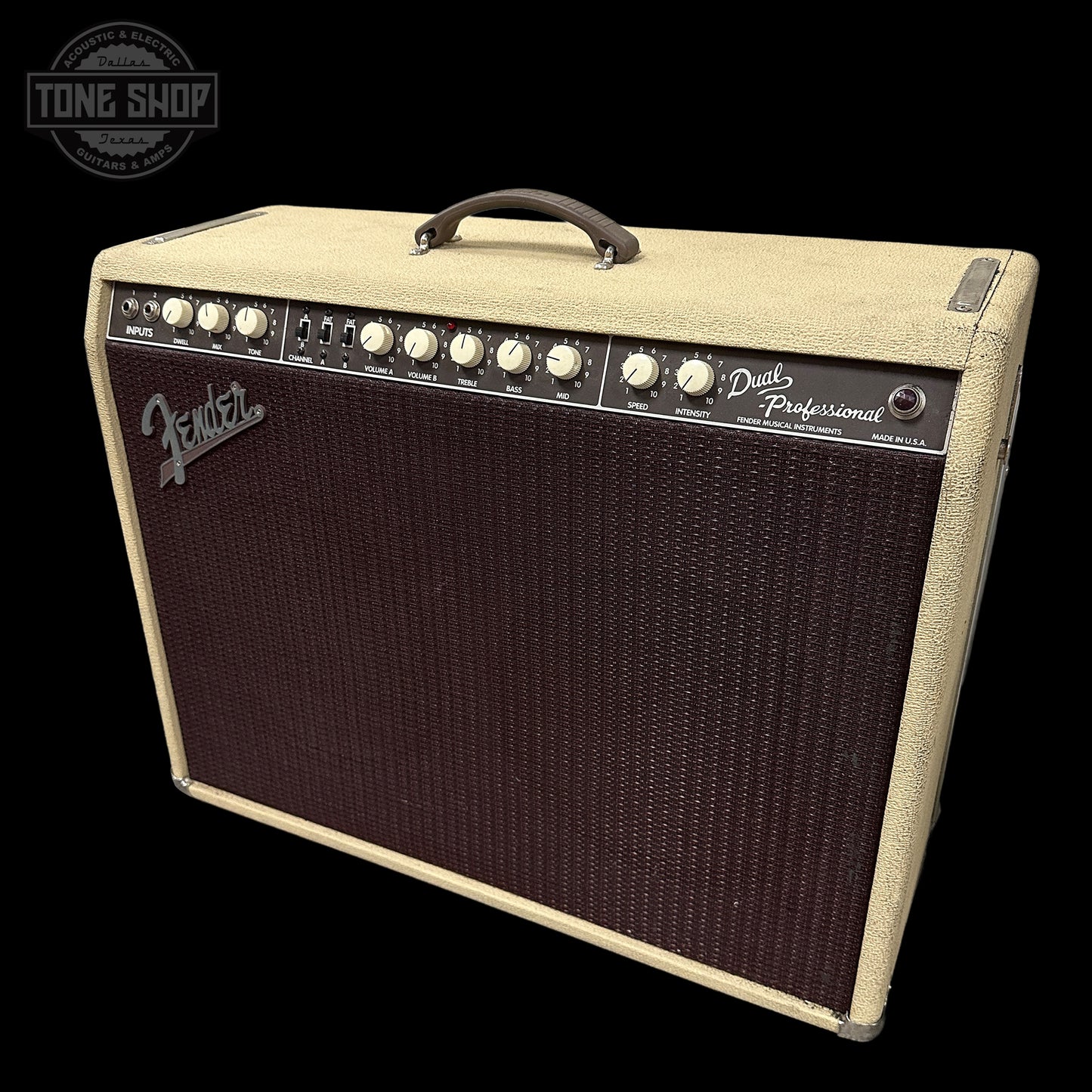 Front angle of Used Fender Dual Professional 2x12 Combo.