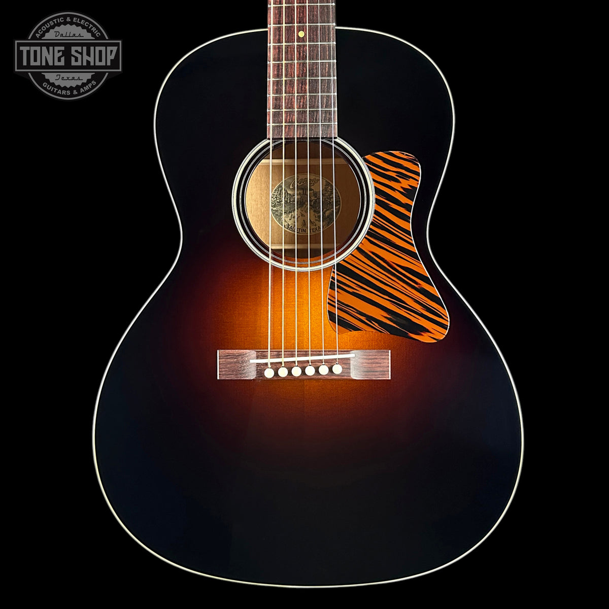 Front of Collings C-00 Sunburst.