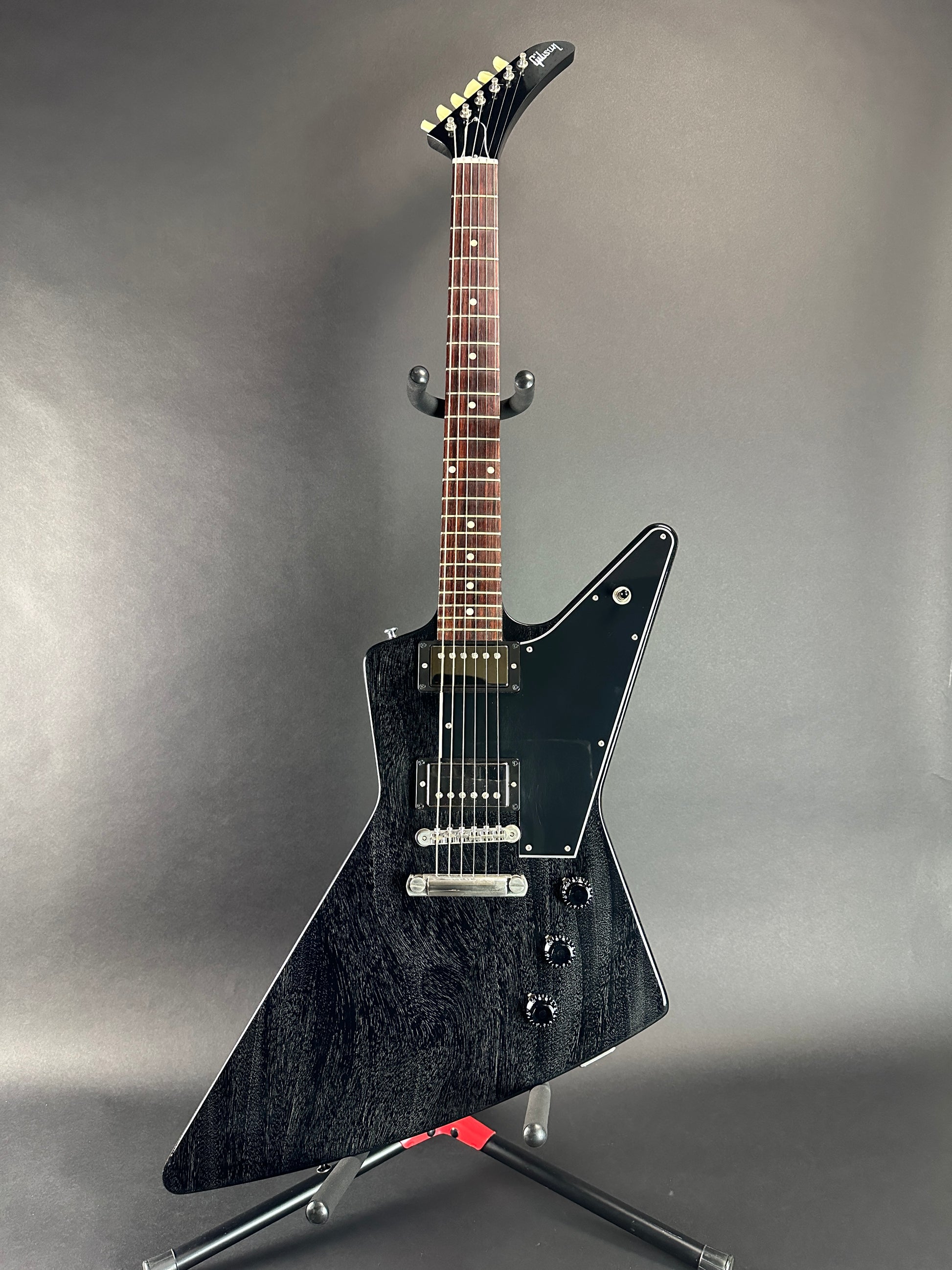 Full front of Used 2017 Gibson Custom Explorer Black Doghair.