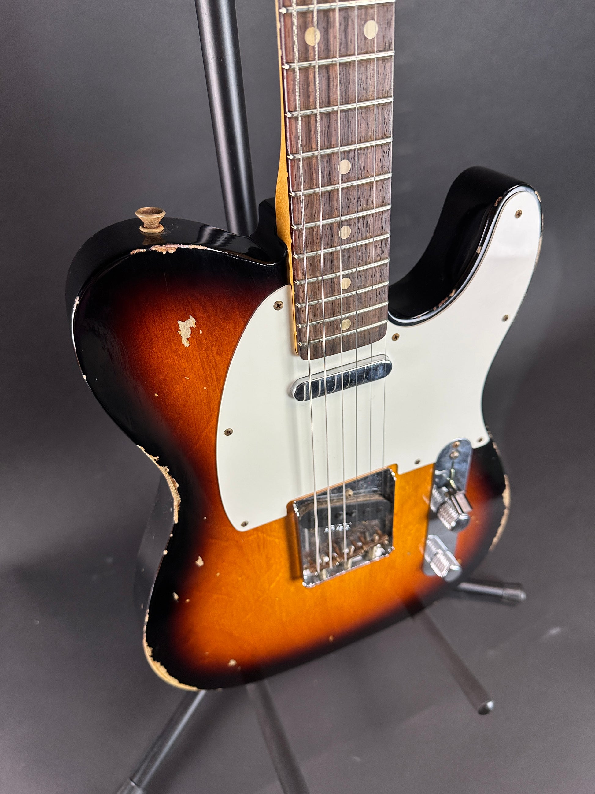 Front angle of Used Fender Custom Shop 1960 Telecaster Faded Aged 3-Color Relic.