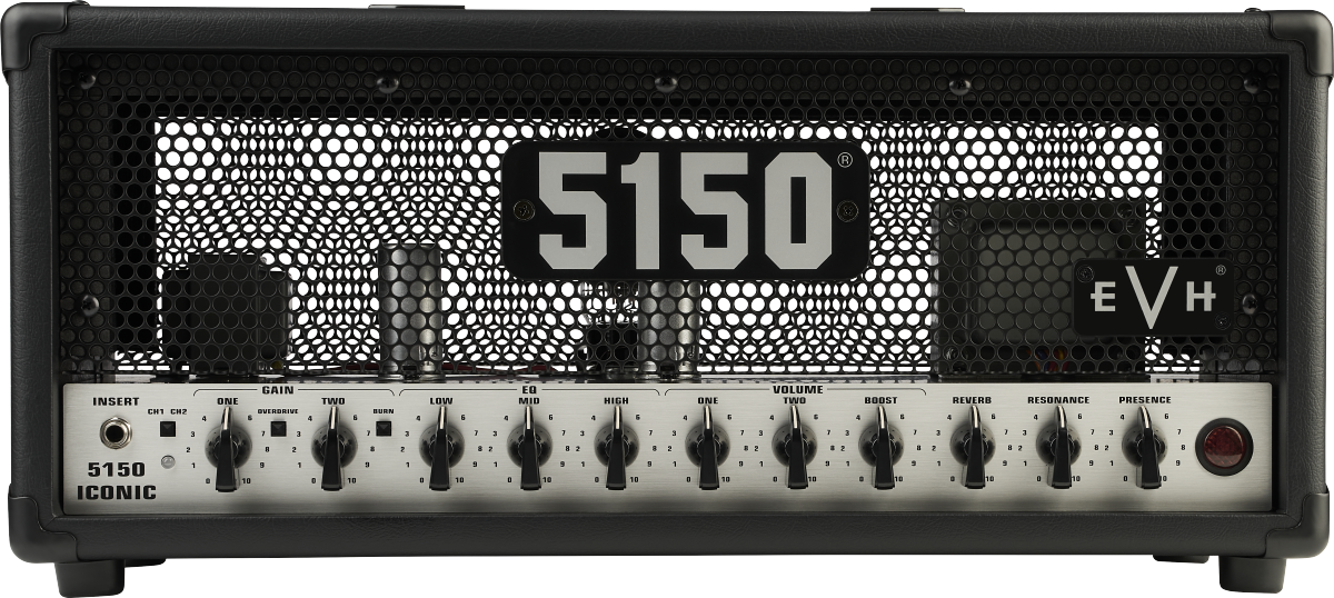 Front of EVH 5150 Iconic Series 15W 6L6 Head Black.