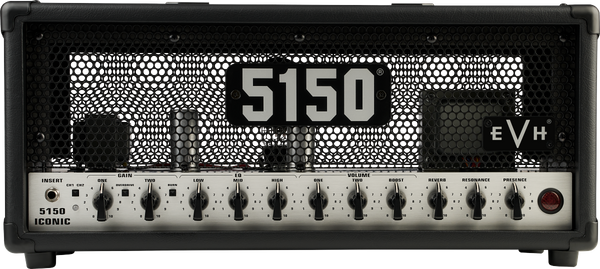 Front of EVH 5150 Iconic Series 15W 6L6 Head Black.