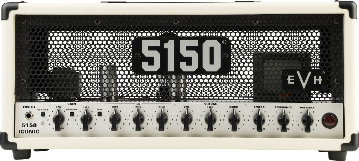 Front of EVH 5150 Iconic Series 15W 6L6 Head Ivory.
