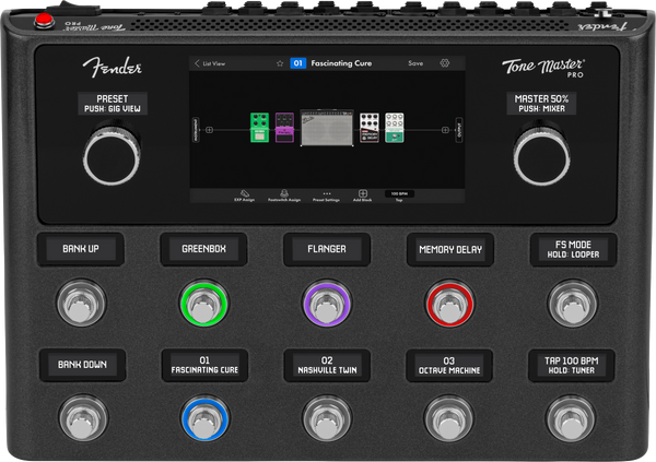Top down of Fender Tone Master Pro Multi-Effects Guitar Workstation.