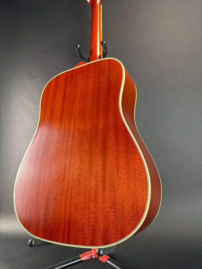 Back angle of Used 2022 Gibson 1960 Hummingbird Cherry Sunburst.