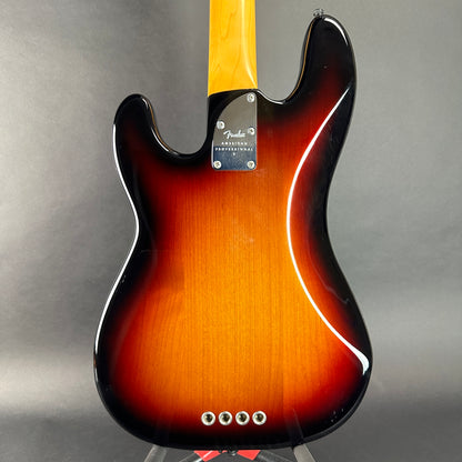 Back of Used 2021 Fender American Pro II Precision Bass Sunburst.