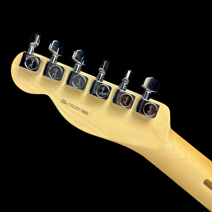 Back of headstock of Used Fender American Professional Tele Maple Neck 3 Color Sunburst.