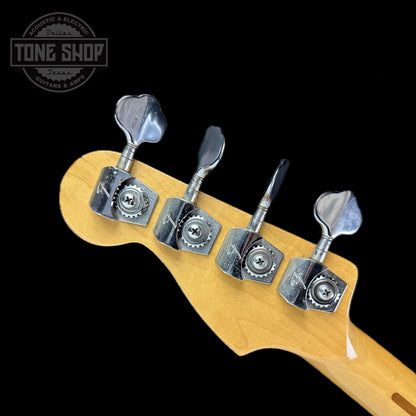 Back of headstock of Used 1983 Fender Elite Precision Bass II Sienna Burst.