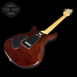 Back angle of PRS Paul Reed Smith CE24 Semi-Hollow Quilt Black Amber.