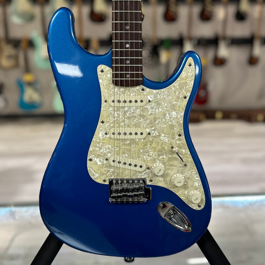 Front of Used Lotus S-Style Elecctric Guitar Blue TSS4083