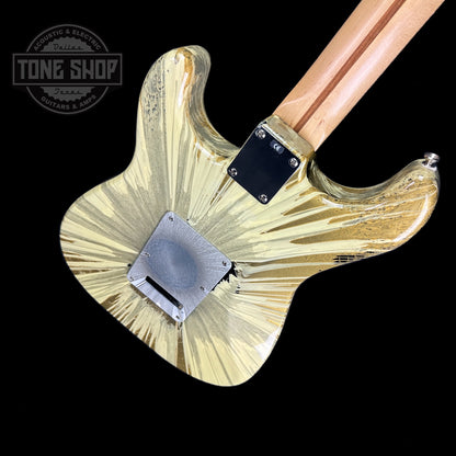 Back angle of Used 2003 Fender Splatter Strat Black.