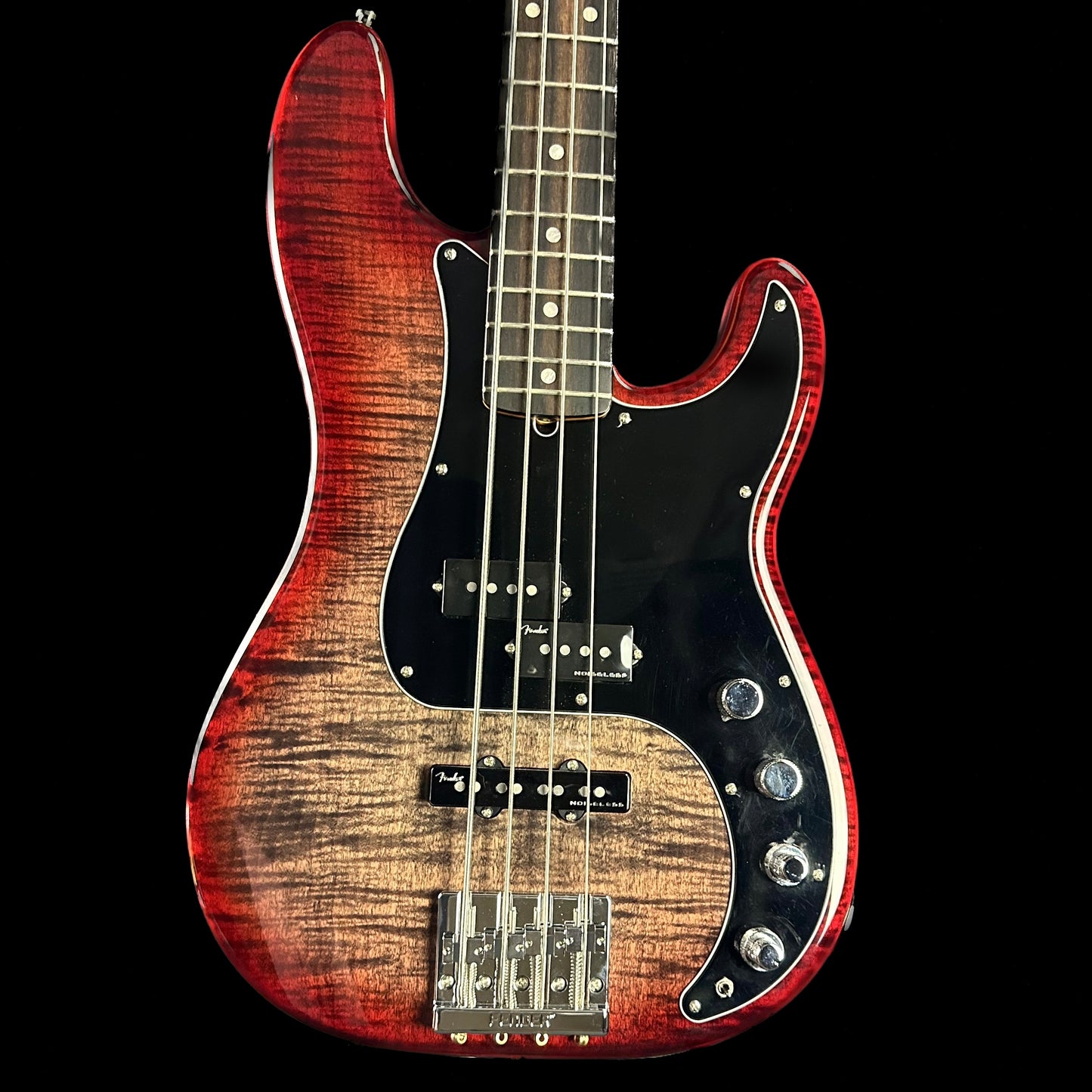 Front of body of Used 2022 Fender Ultra Precision Bass LE Umbra Burst.