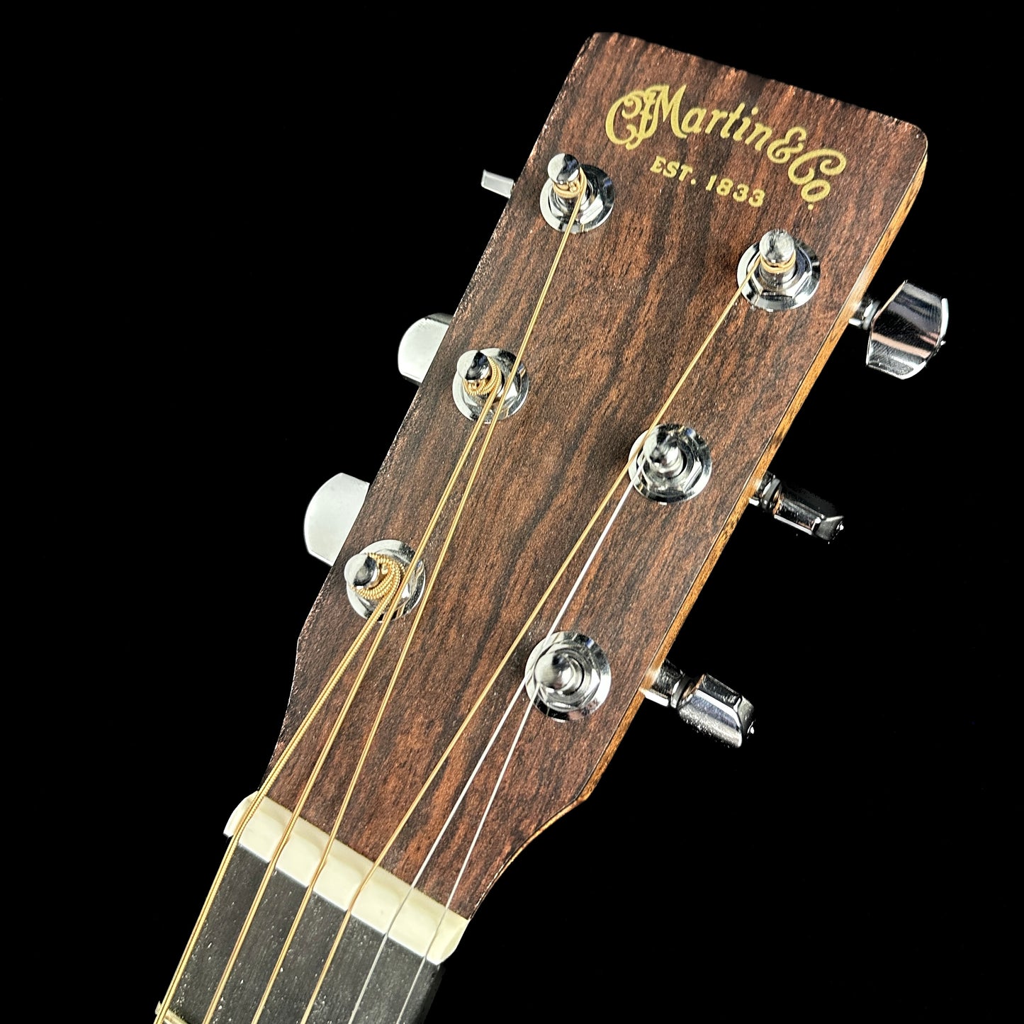 Front of headstock of Used Martin GPC11E.