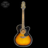 Full frontal of Used 2022 Takamine P6JC-12 Jumbo Brown Sunburst Pro Series 12-String.