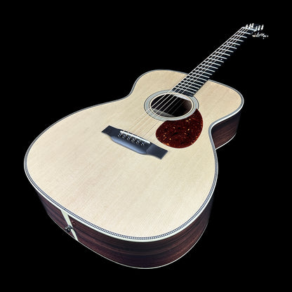Front angle of Collings OM2H Natural.