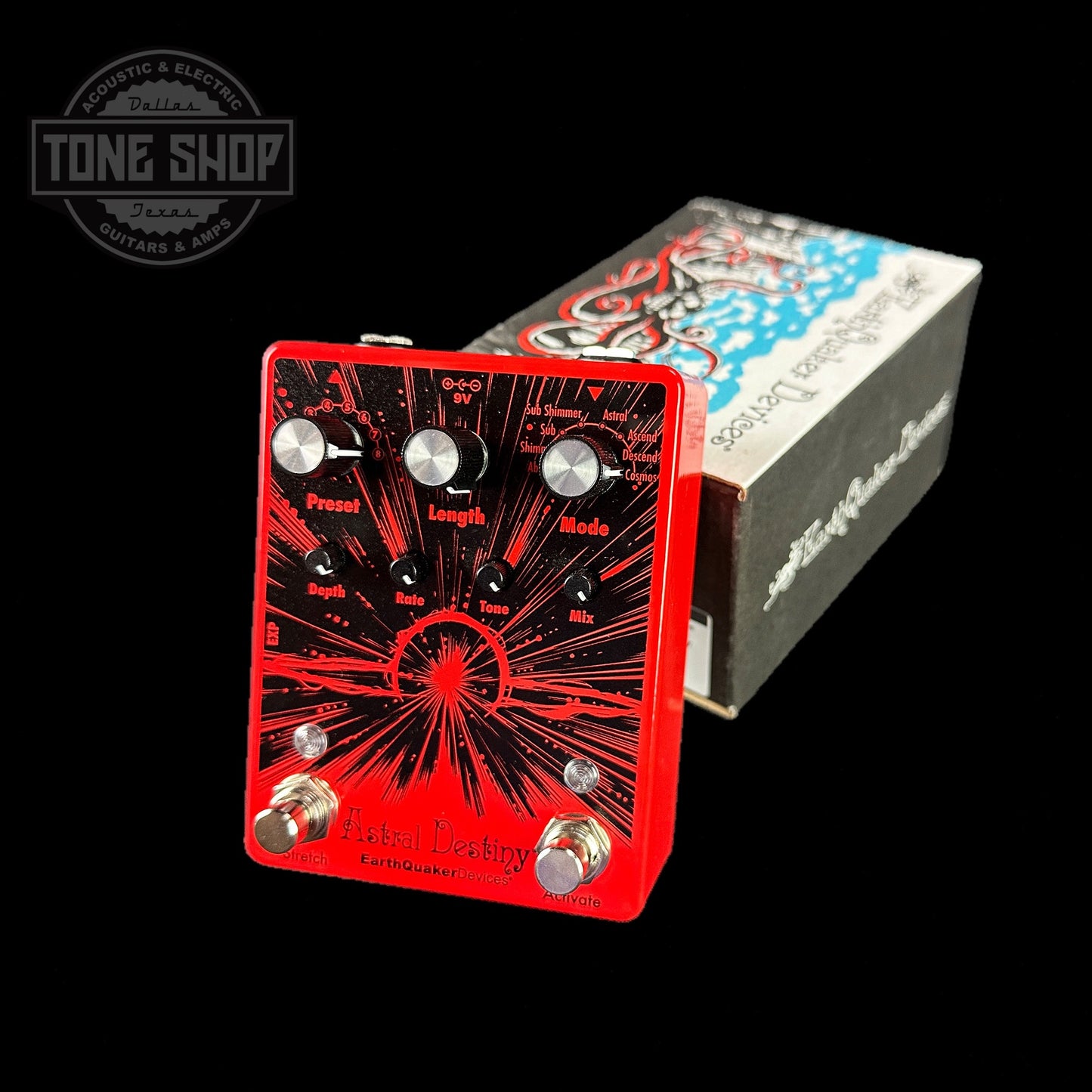 EarthQuaker Devices Astral Destiny Tone Shop Custom Candy Apple Red with box.