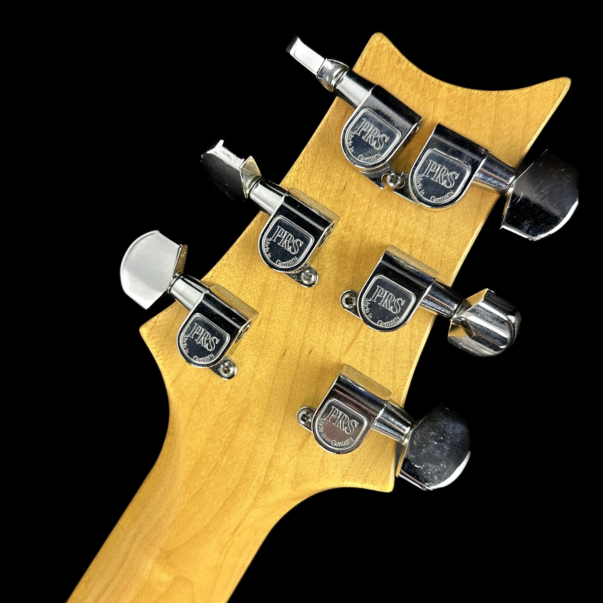 Back of headstock of Used 1996 PRS CE22 Black.