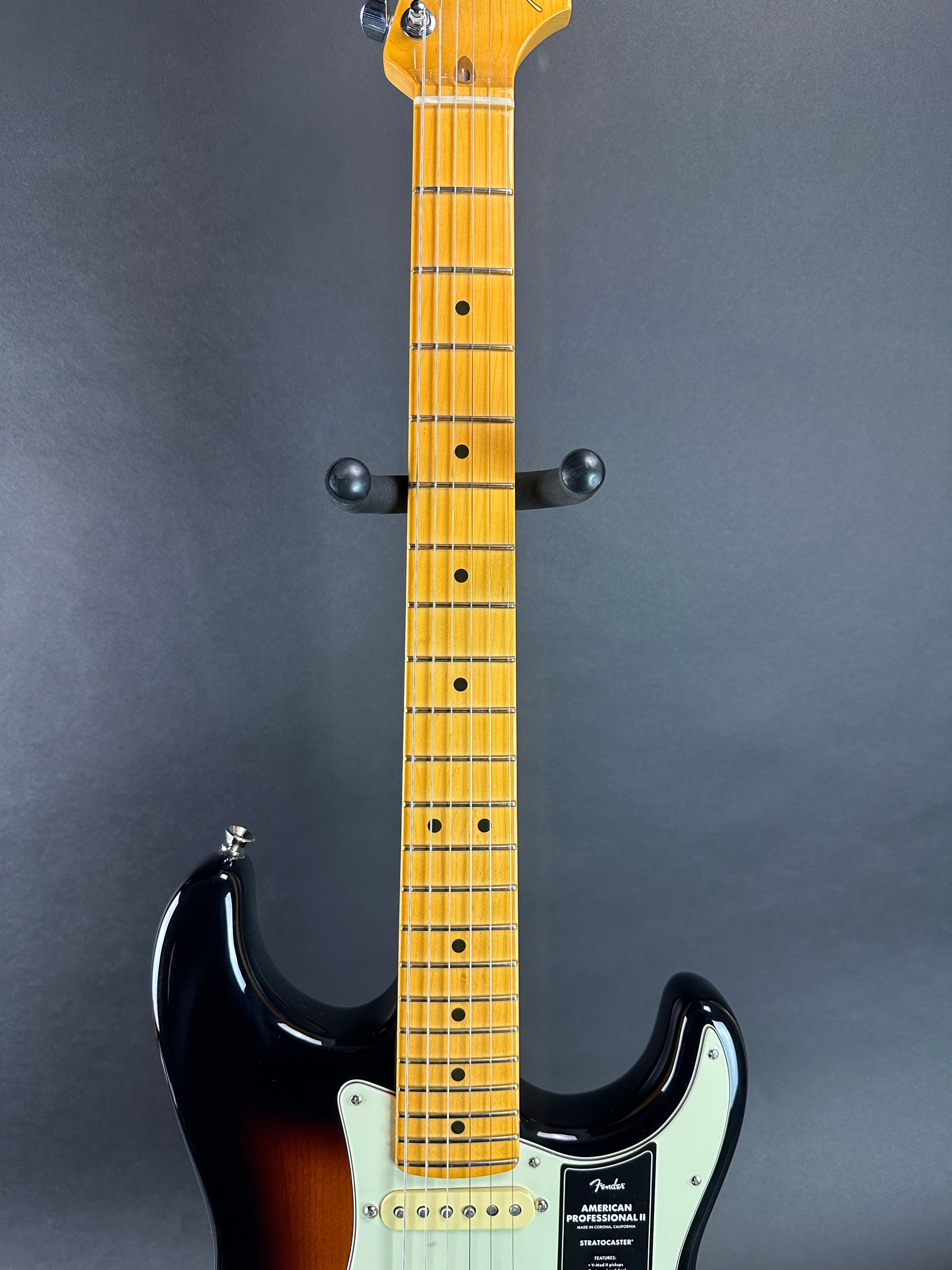 Fretboard of Used 2023 Fender American Pro II Stratocaster Maple 2 Tone Sunburst.