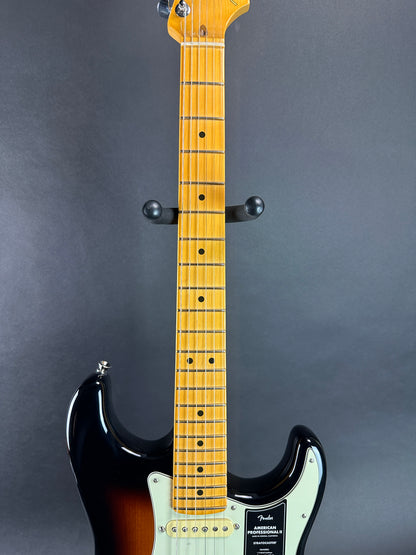 Fretboard of Used 2023 Fender American Pro II Stratocaster Maple 2 Tone Sunburst.